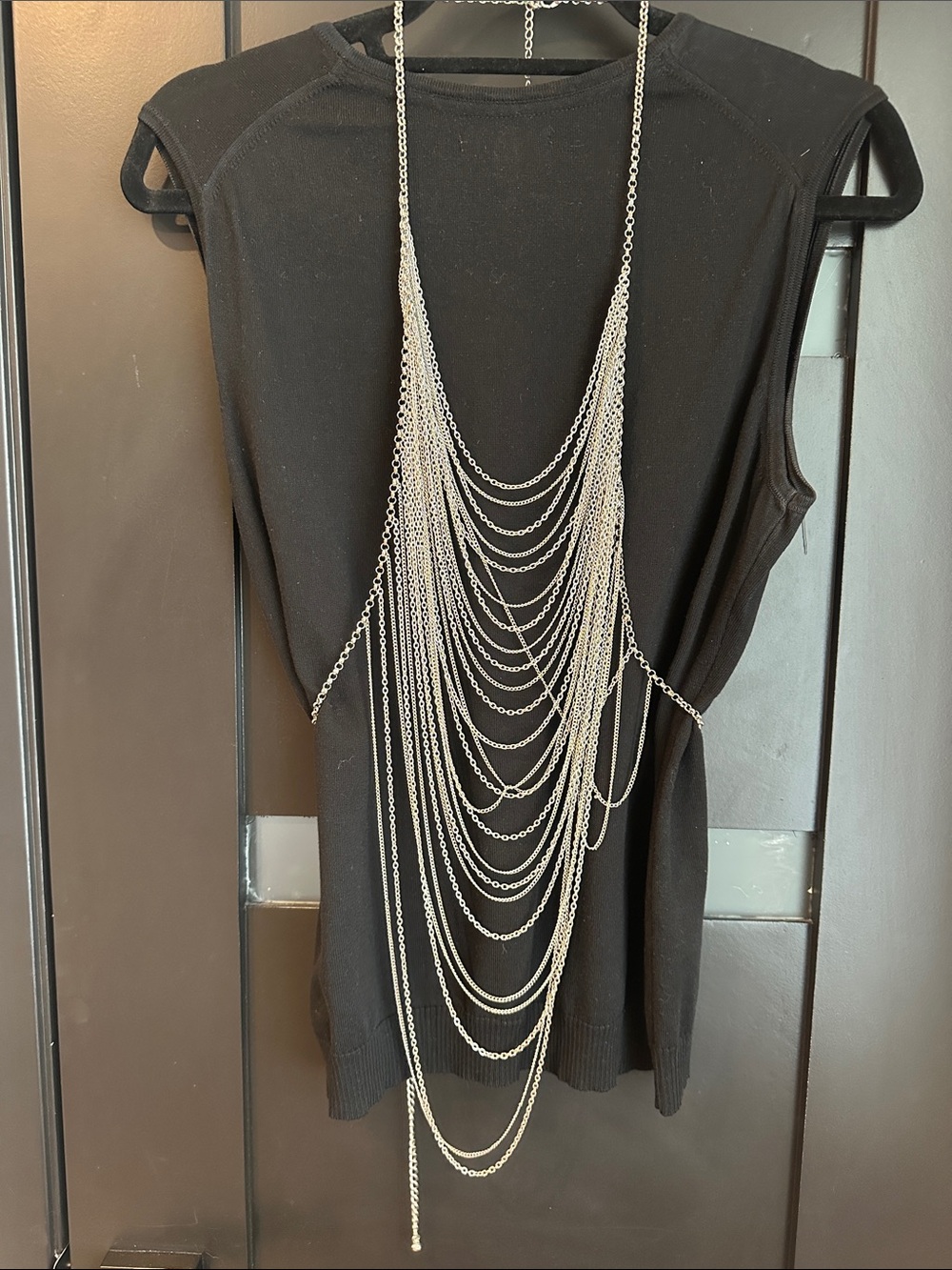 Layered Silver Chain Body Necklace - Women Accessories